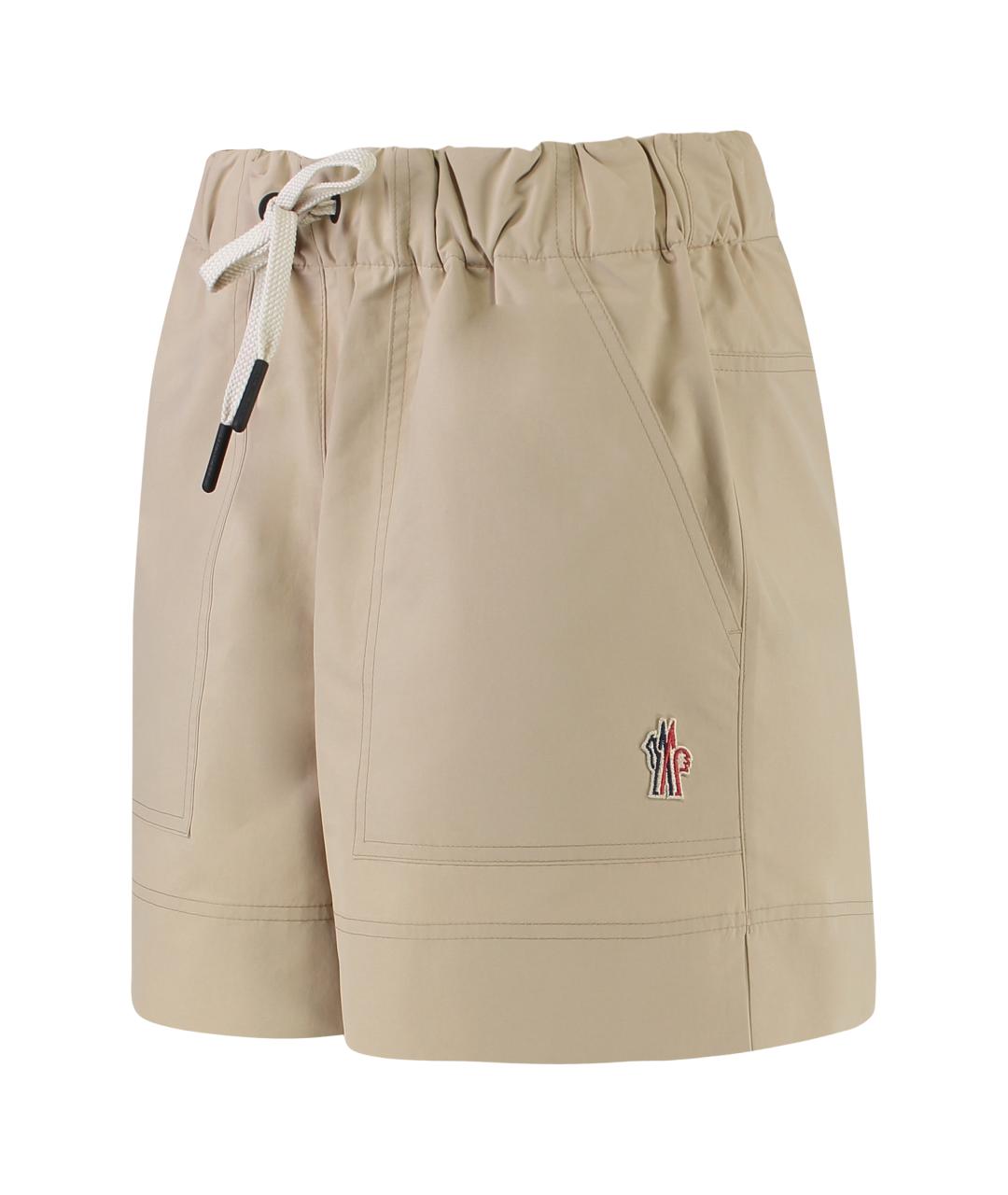 MONCLER GRENOBLE Бежевые полиэстеровые шорты, фото 3