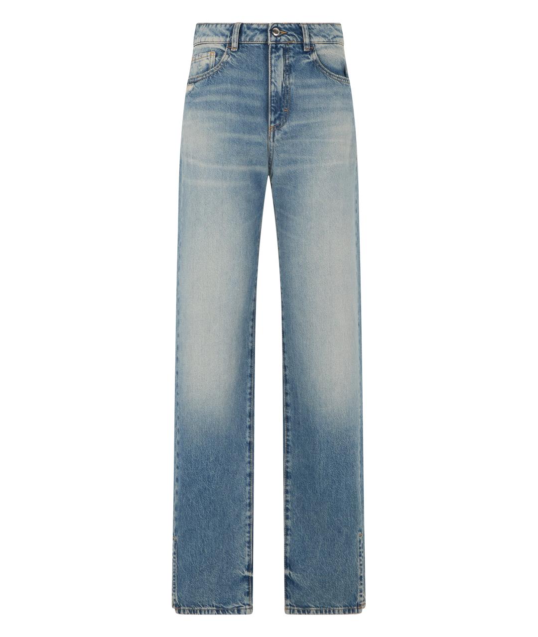 ICON DENIM Синие хлопковые прямые джинсы, фото 1