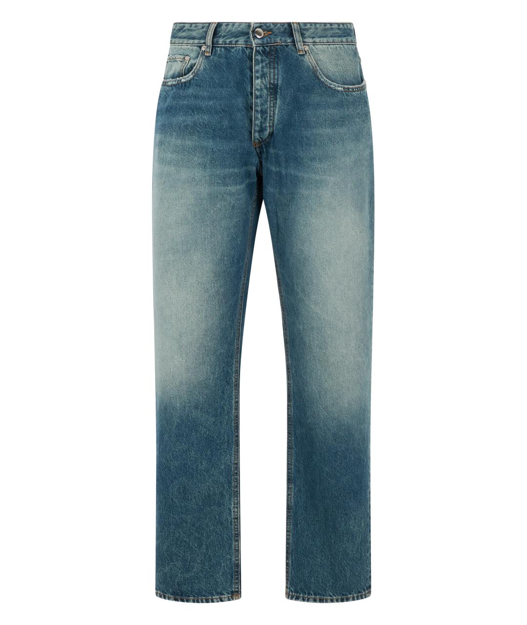 ICON DENIM Синие хлопковые прямые джинсы, фото 1
