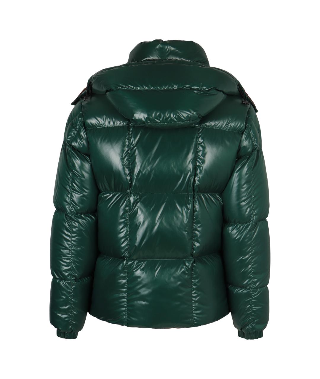 MONCLER Зеленый полиамидовый пуховик, фото 2