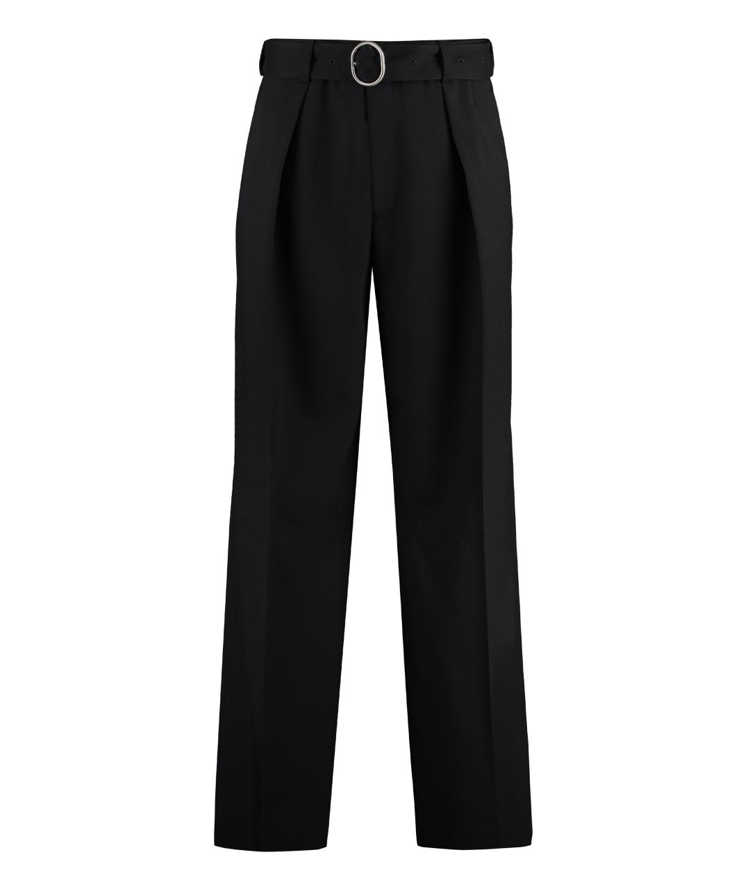 JIL SANDER Черные шерстяные повседневные брюки, фото 1
