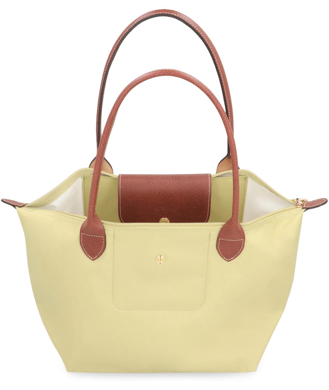 LONGCHAMP Желтая синтетическая сумка тоут, фото 5