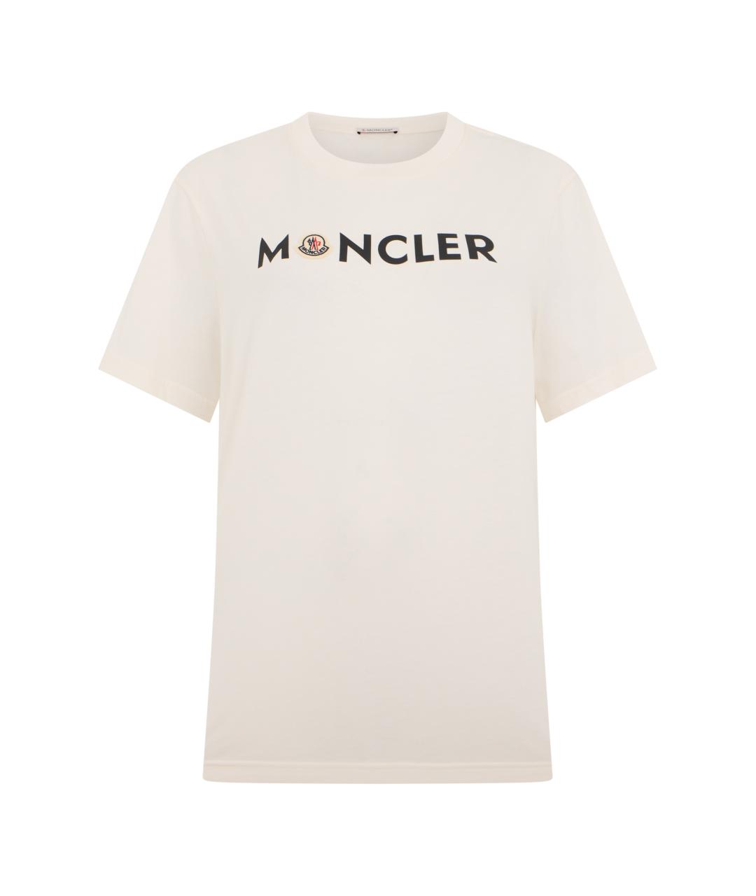 MONCLER Бежевая хлопковая футболка, фото 1