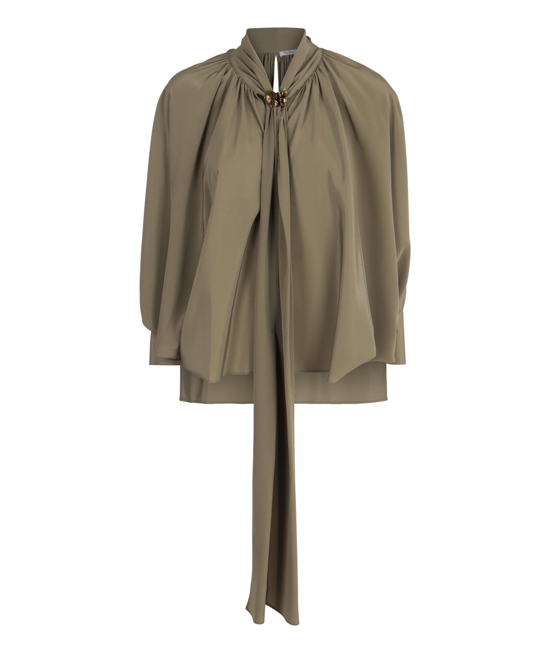 MAX MARA Зеленая шелковая блузы, фото 1