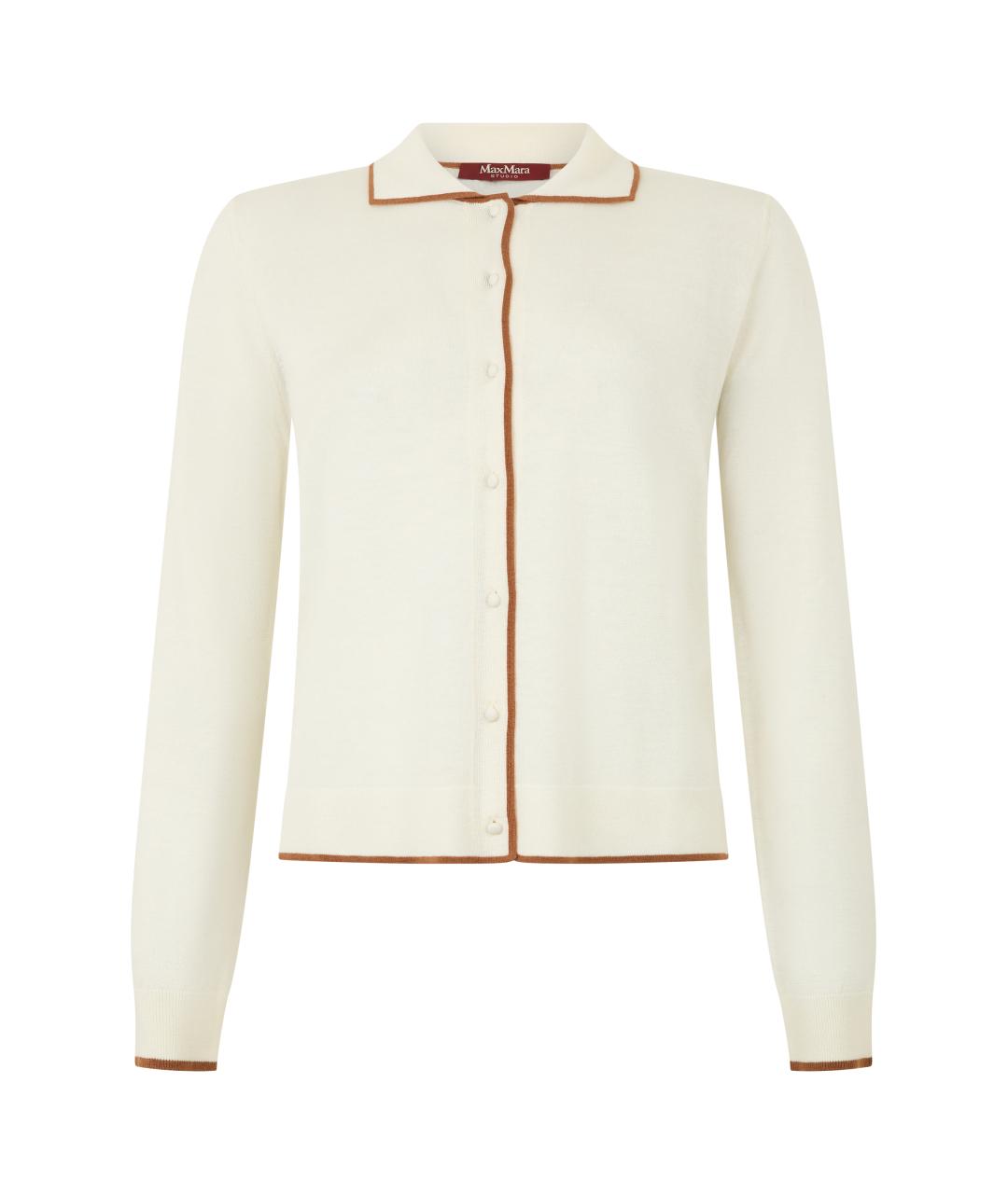 MAX MARA STUDIO Бежевый шелковый кардиган, фото 1