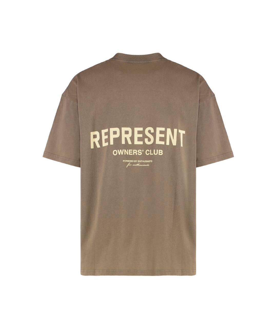 REPRESENT Коричневая хлопковая футболка, фото 2