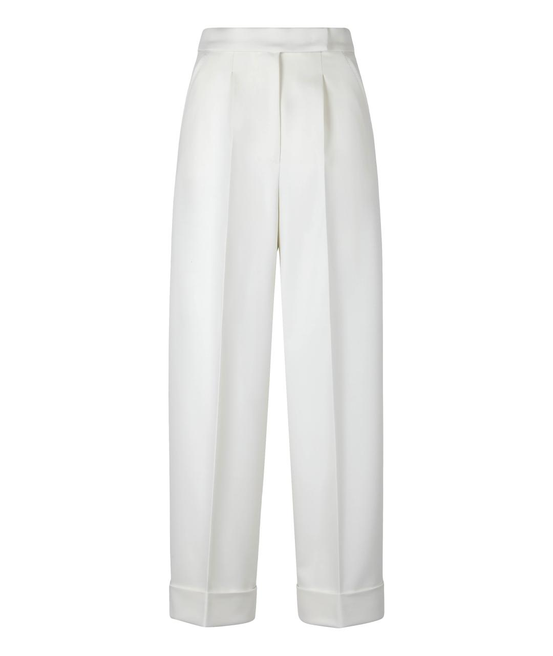 MAX MARA Белые шерстяные прямые брюки, фото 1