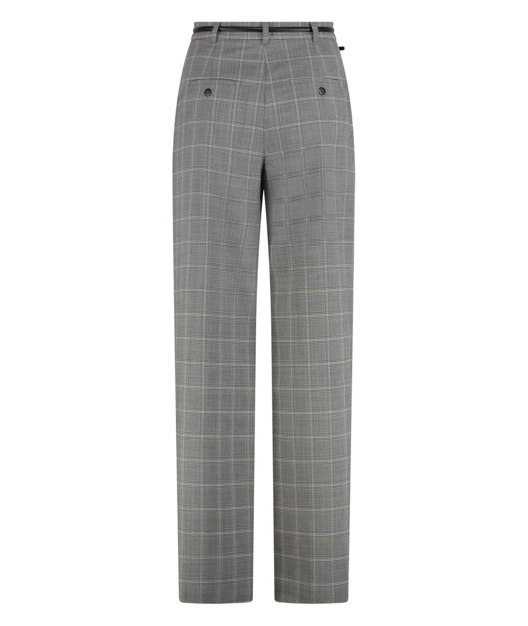 MAX MARA STUDIO Серые шерстяные прямые брюки, фото 2