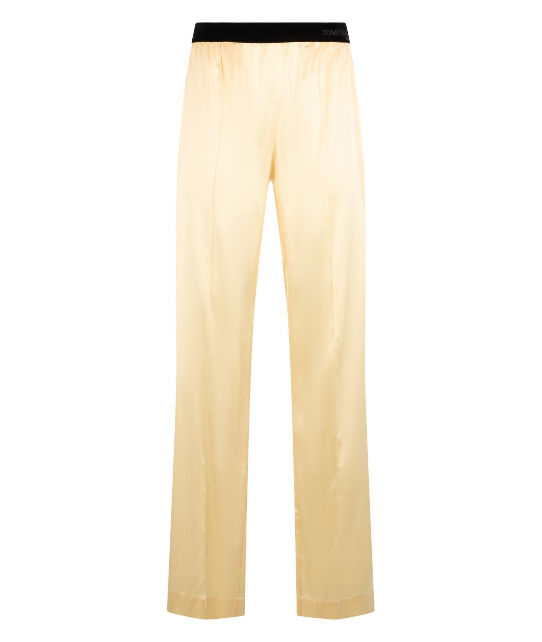 TOM FORD Желтые шелковые прямые брюки, фото 1