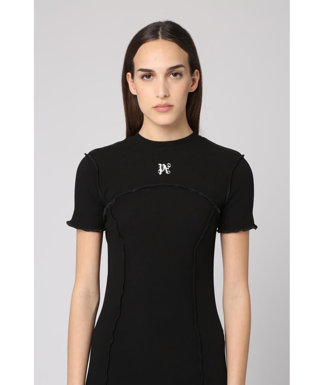 PALM ANGELS Черное хлопковое повседневное платье, фото 5