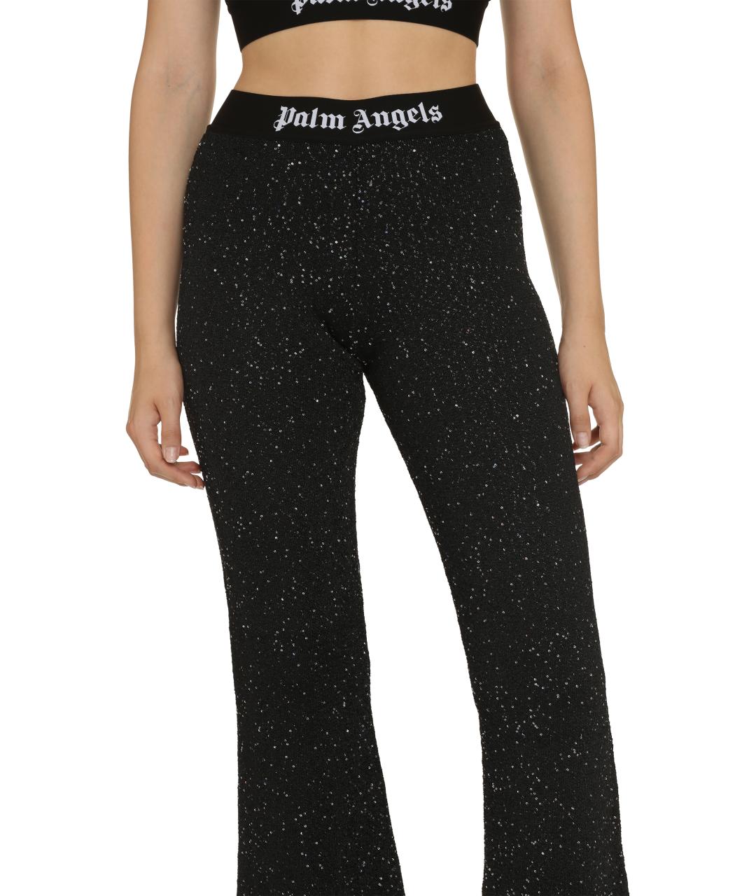 PALM ANGELS Черные полиэстеровые прямые брюки, фото 5