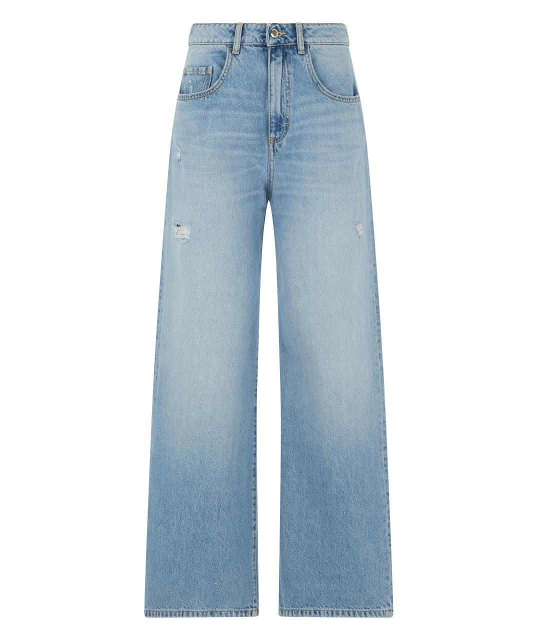 ICON DENIM Голубые хлопковые прямые джинсы, фото 1