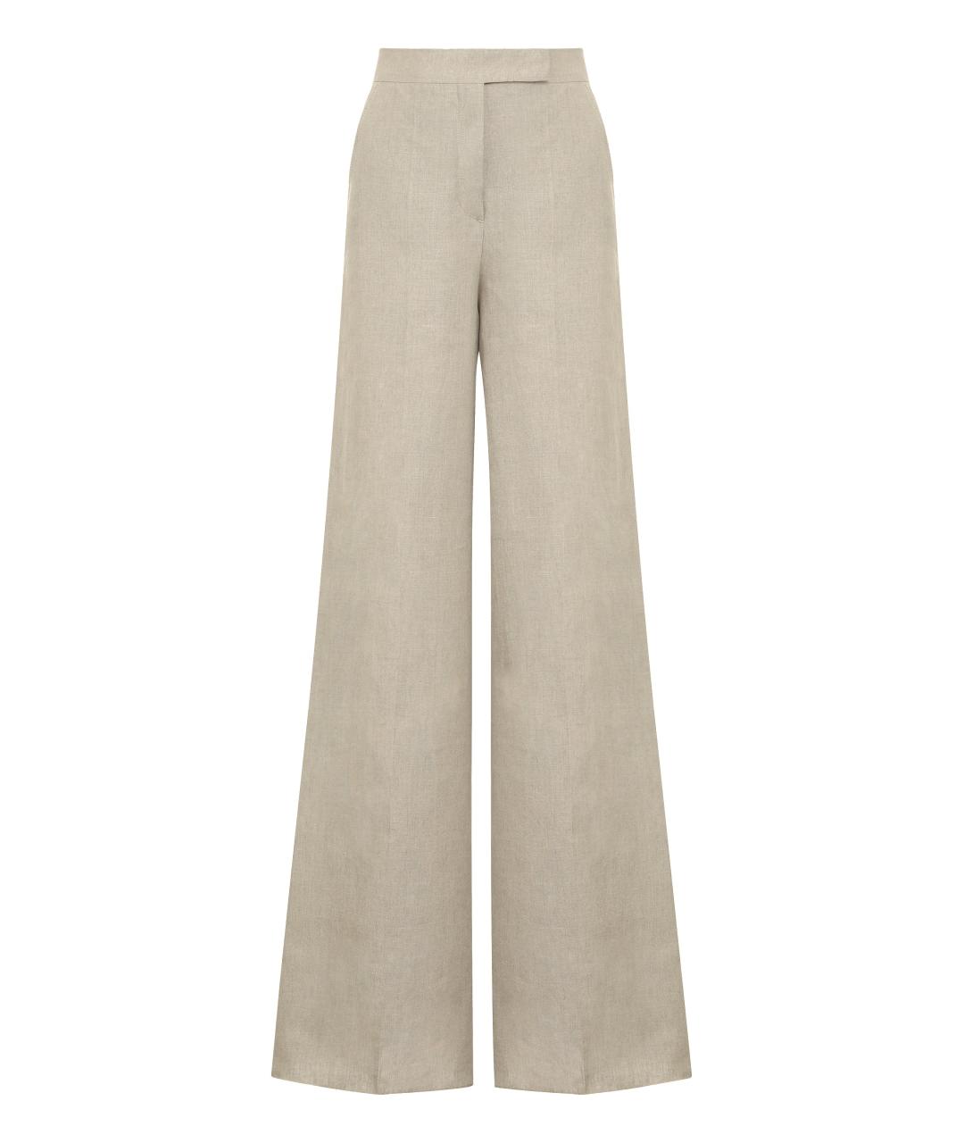 MAX MARA Бежевые льняные брюки широкие, фото 1