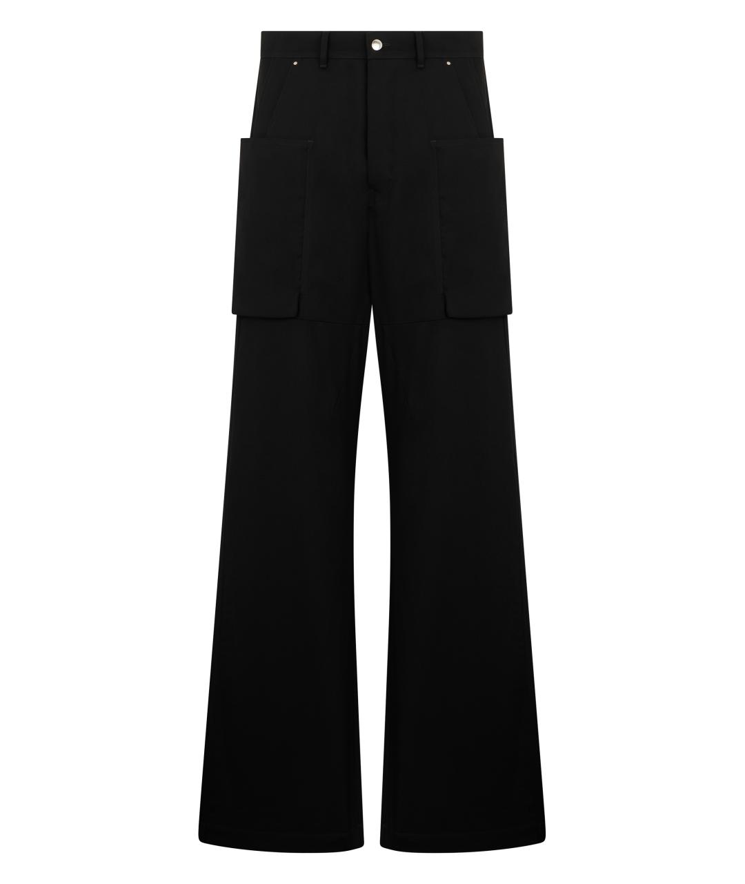 RICK OWENS Черные хлопковые повседневные брюки, фото 1