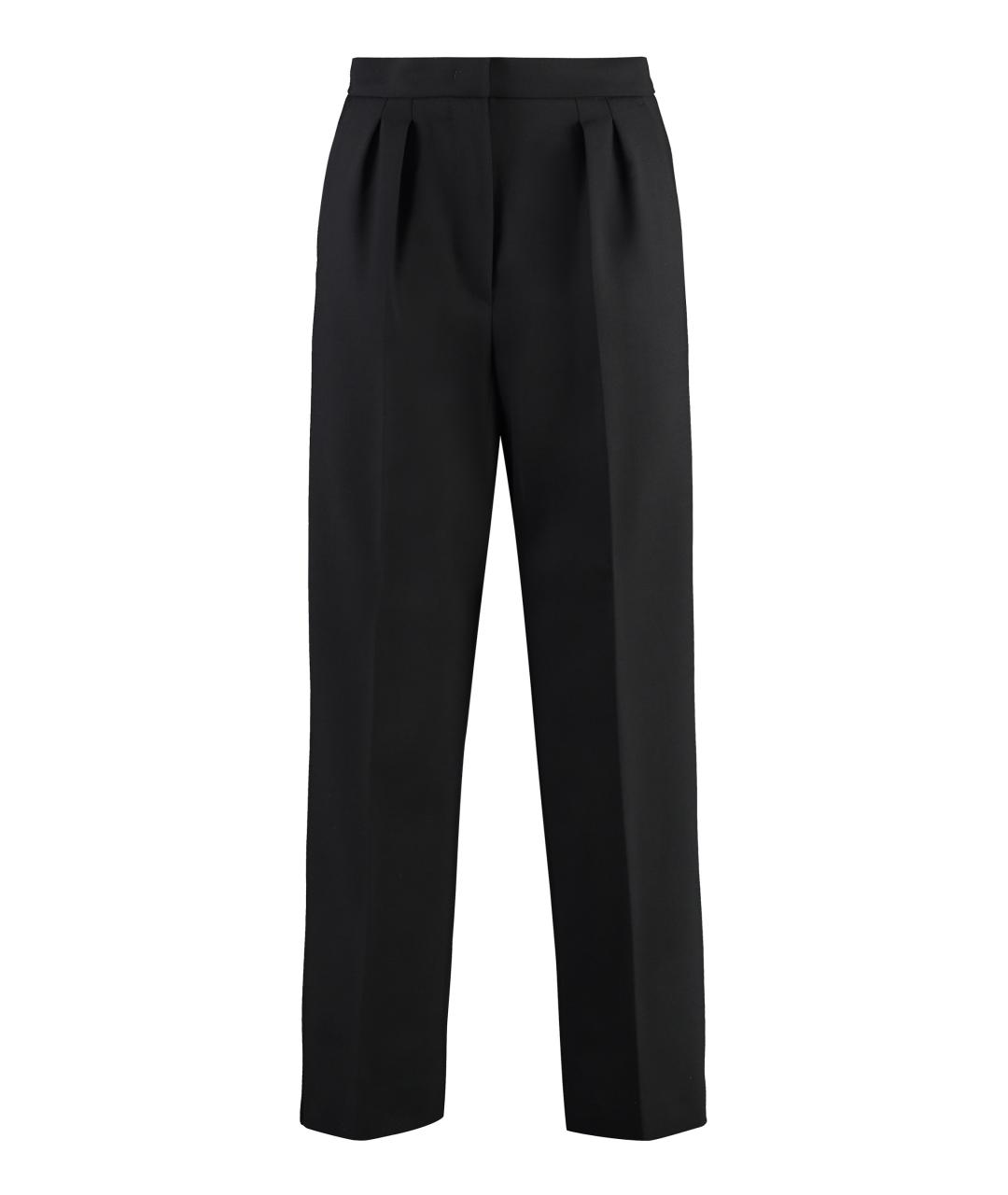 MAX MARA Черные шерстяные прямые брюки, фото 1