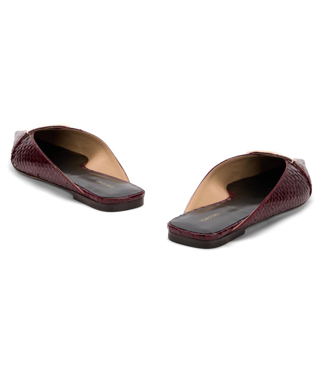 TOM FORD Бордовые кожаные мюли, фото 4