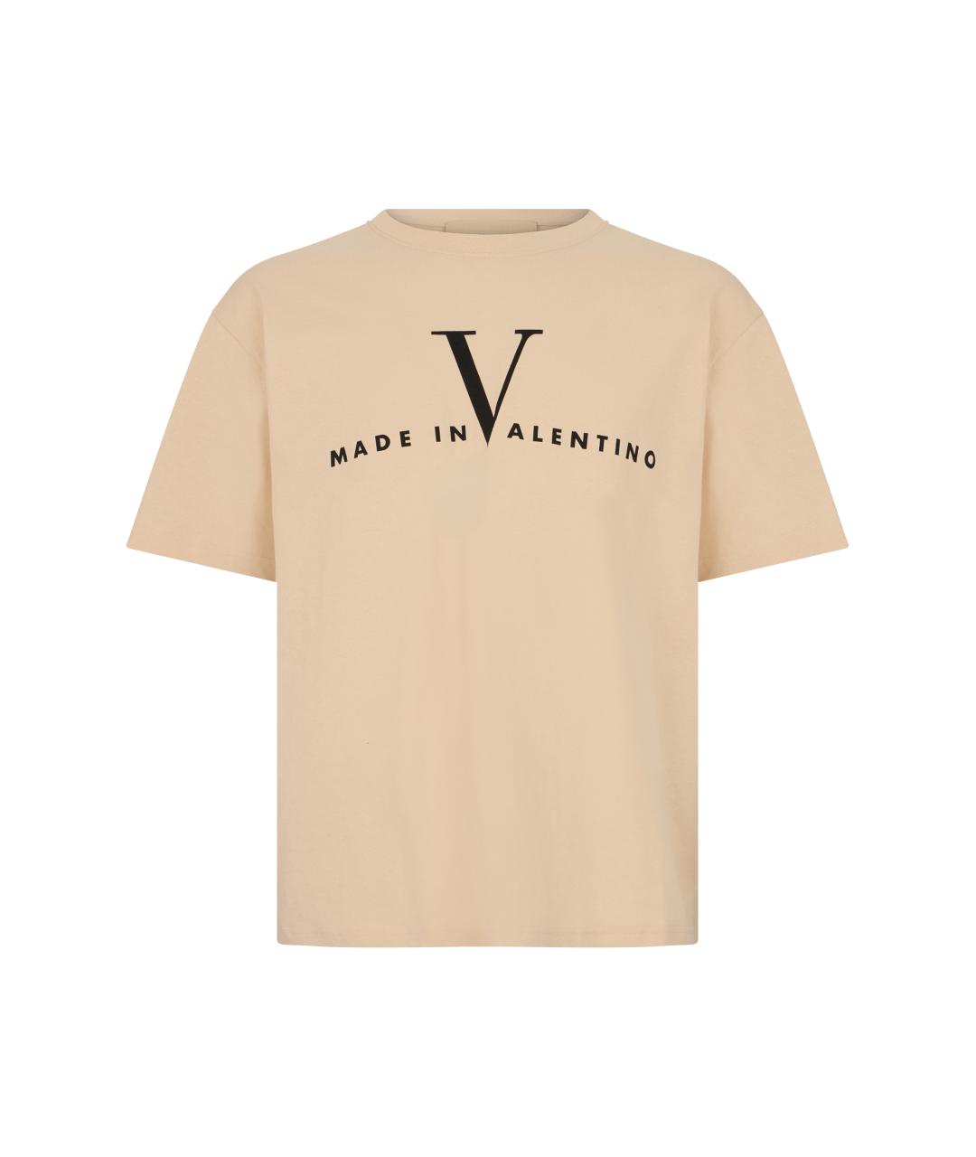 VALENTINO Бежевая хлопковая футболка, фото 1
