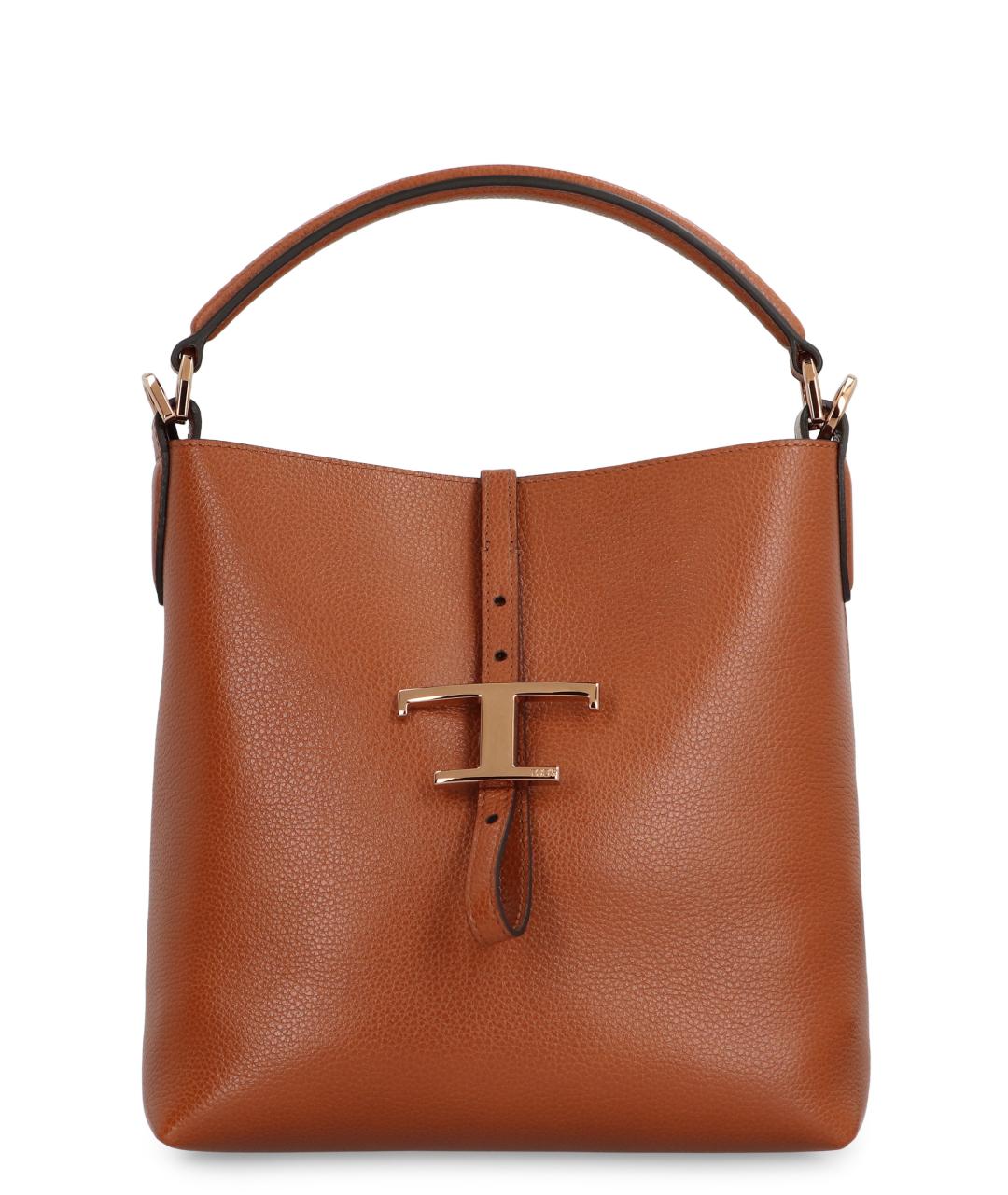 TOD'S Коричневая кожаная сумка с короткими ручками, фото 1