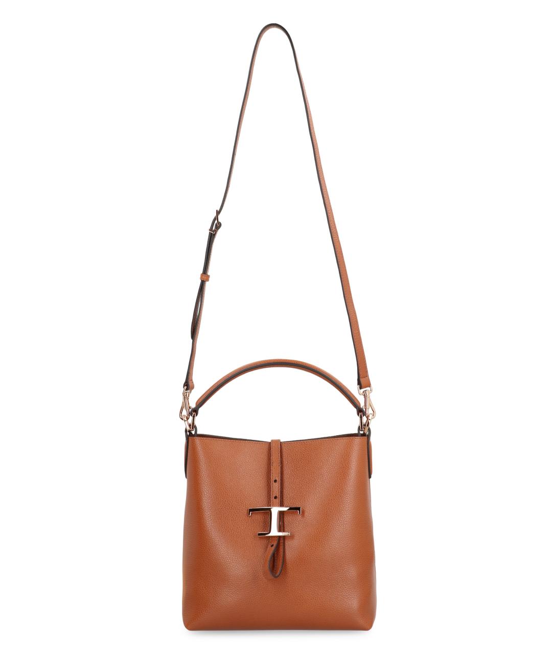 TOD'S Коричневая кожаная сумка с короткими ручками, фото 4
