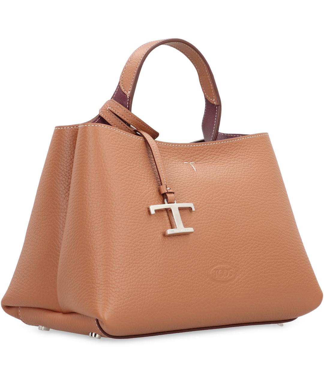 TOD'S Коричневая кожаная сумка с короткими ручками, фото 2