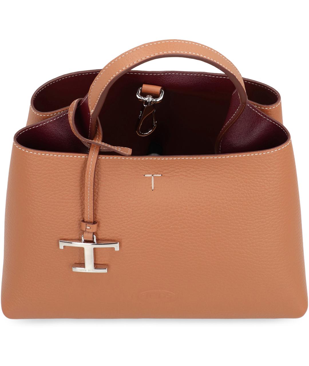 TOD'S Коричневая кожаная сумка с короткими ручками, фото 5