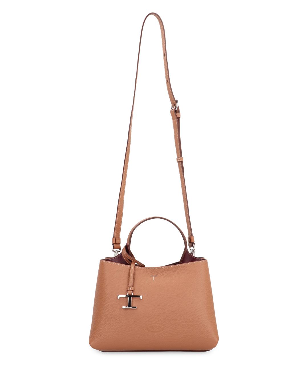 TOD'S Коричневая кожаная сумка с короткими ручками, фото 4