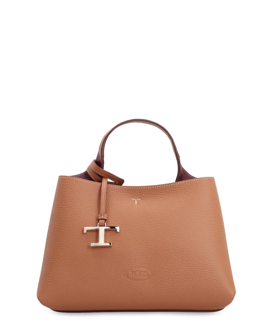 TOD'S Коричневая кожаная сумка с короткими ручками, фото 1