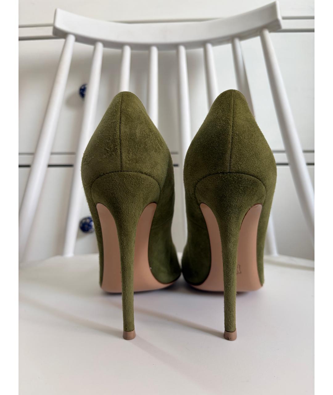 GIANVITO ROSSI Зеленые замшевые туфли, фото 6