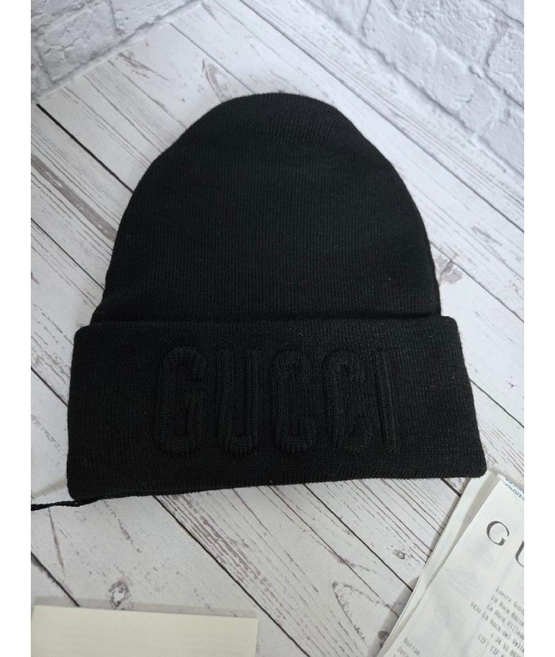 GUCCI Черная шерстяная шапка, фото 3
