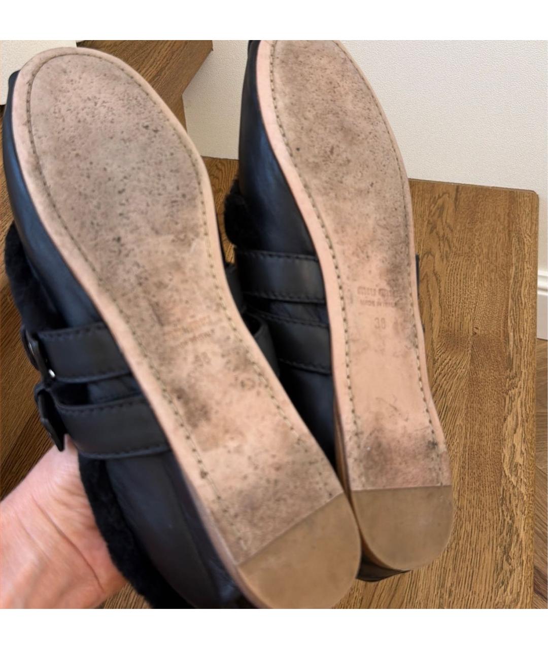 MIU MIU Черные кожаные балетки, фото 6