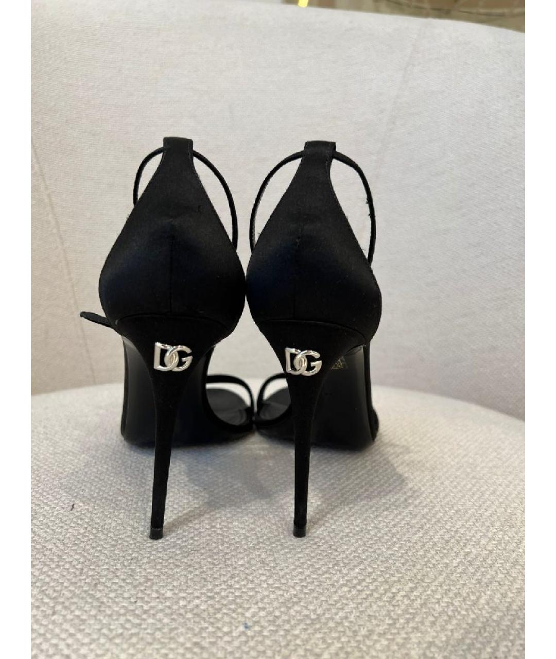 DOLCE&GABBANA Черные текстильные босоножки, фото 4