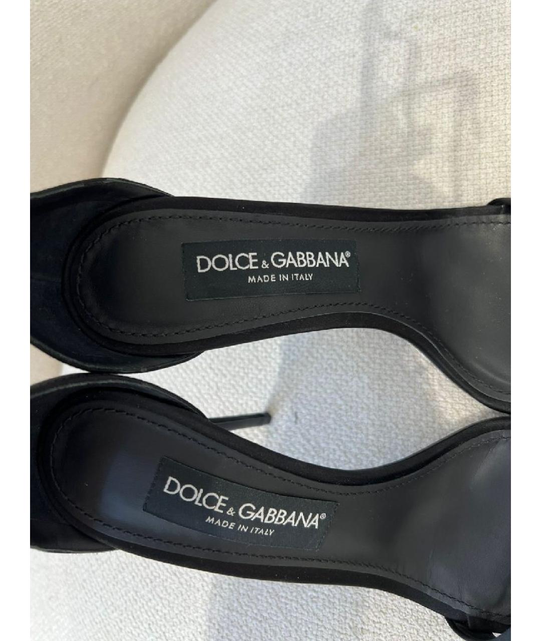 DOLCE&GABBANA Черные текстильные босоножки, фото 5