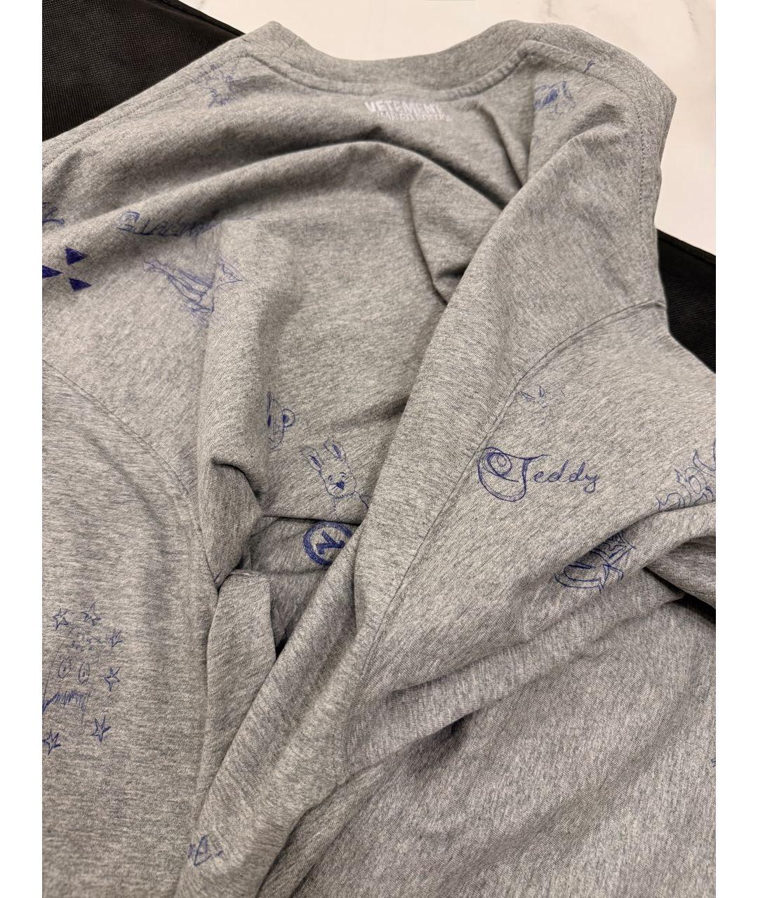 VETEMENTS Серая хлопковая футболка, фото 2