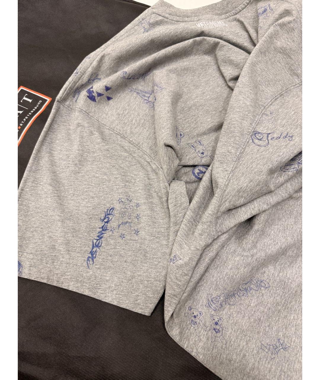 VETEMENTS Серая хлопковая футболка, фото 3