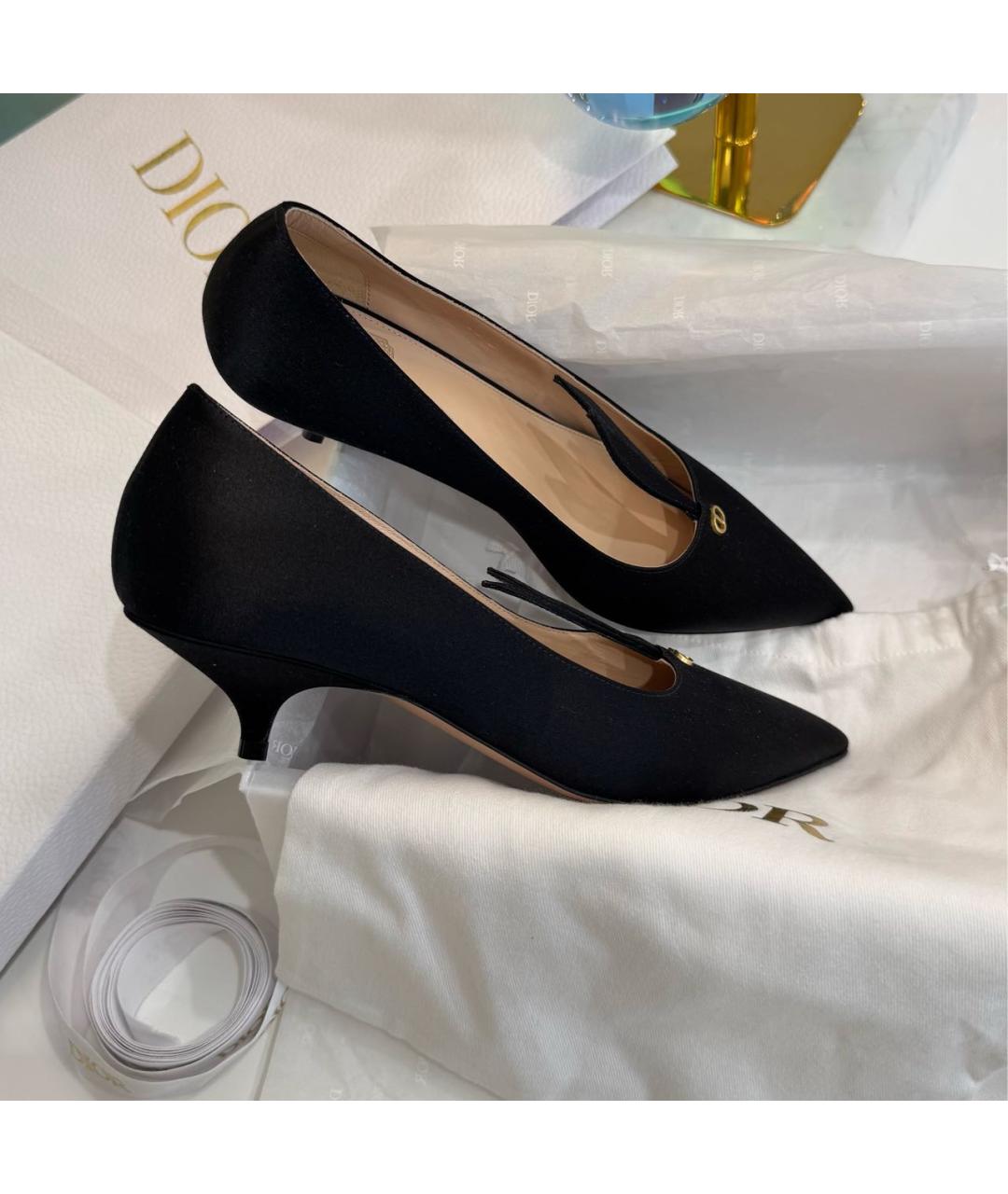 CHRISTIAN DIOR Черные лодочки на низком каблуке, фото 6
