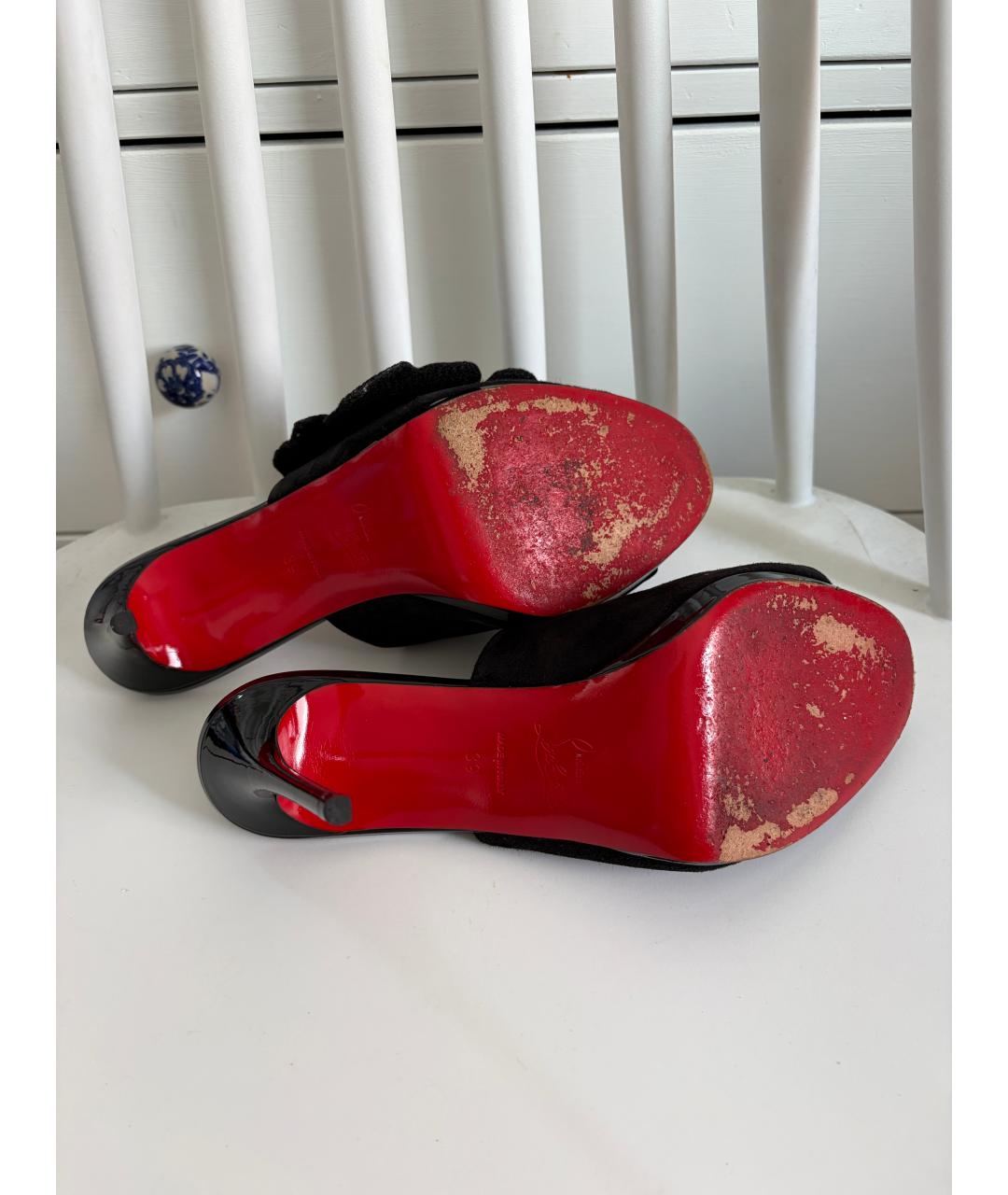 CHRISTIAN LOUBOUTIN Черные замшевые мюли, фото 7