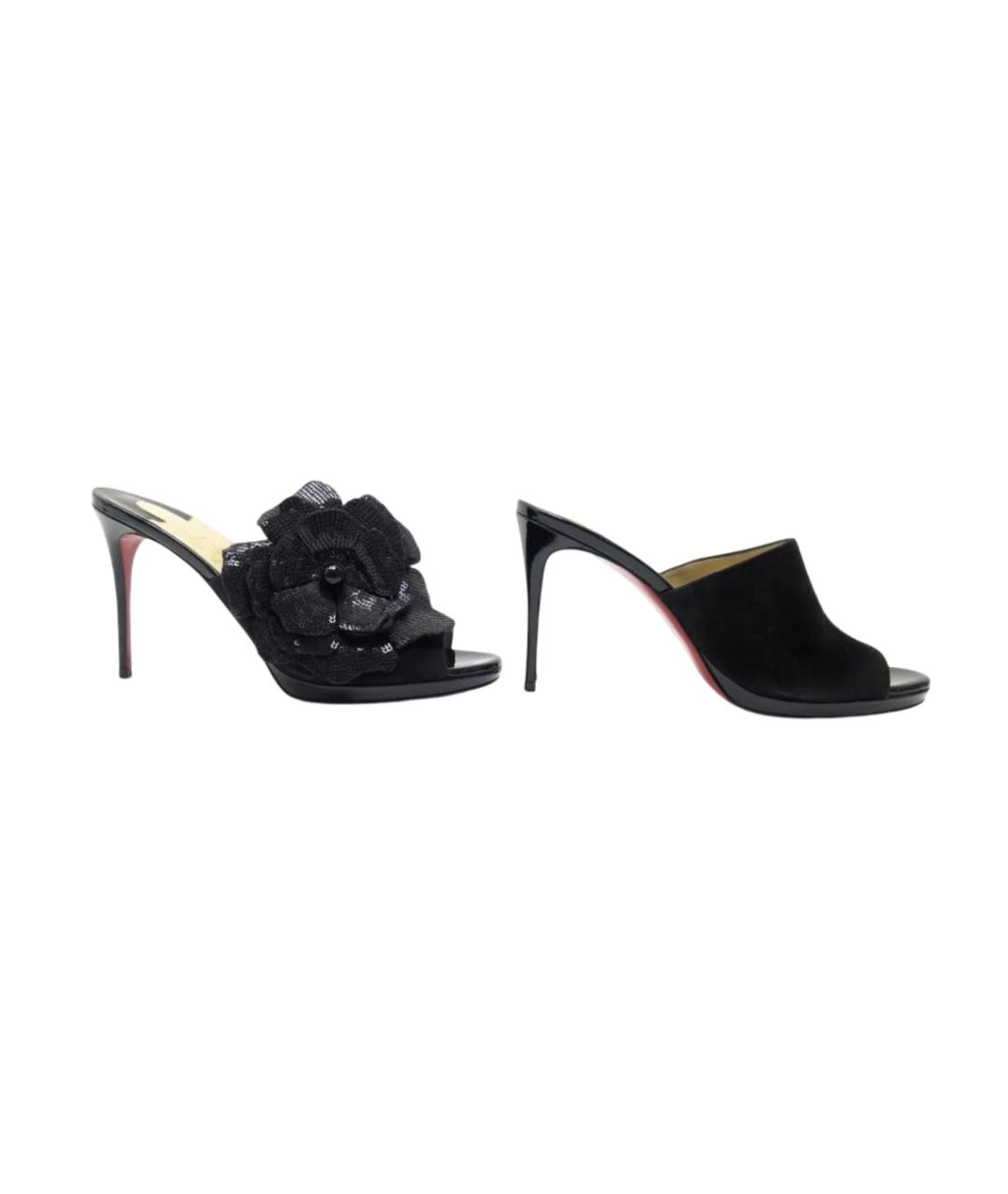 CHRISTIAN LOUBOUTIN Черные замшевые мюли, фото 2