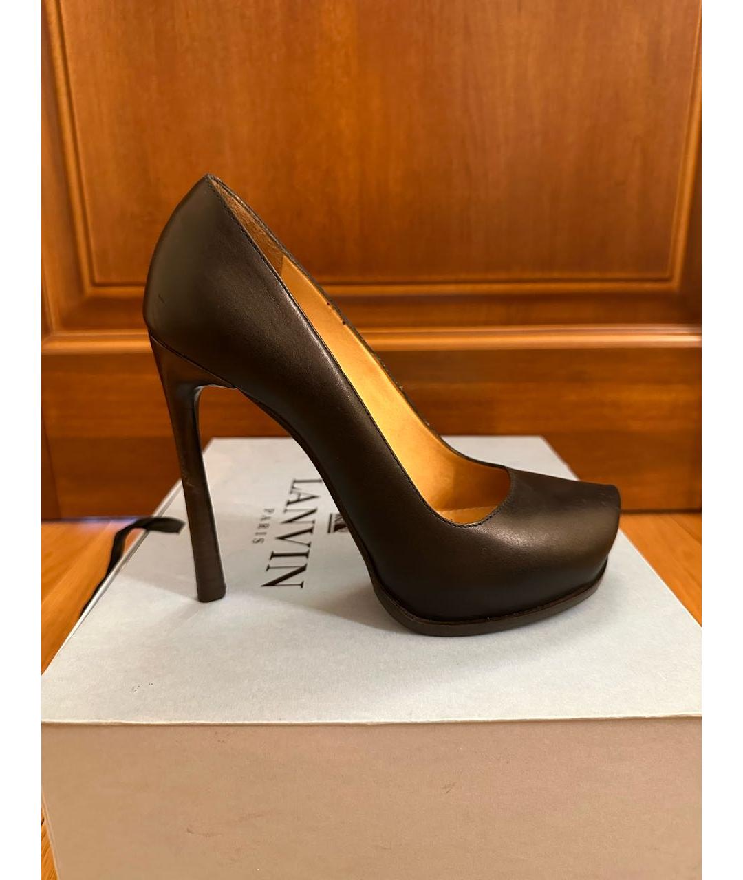 LANVIN Черные кожаные туфли, фото 8