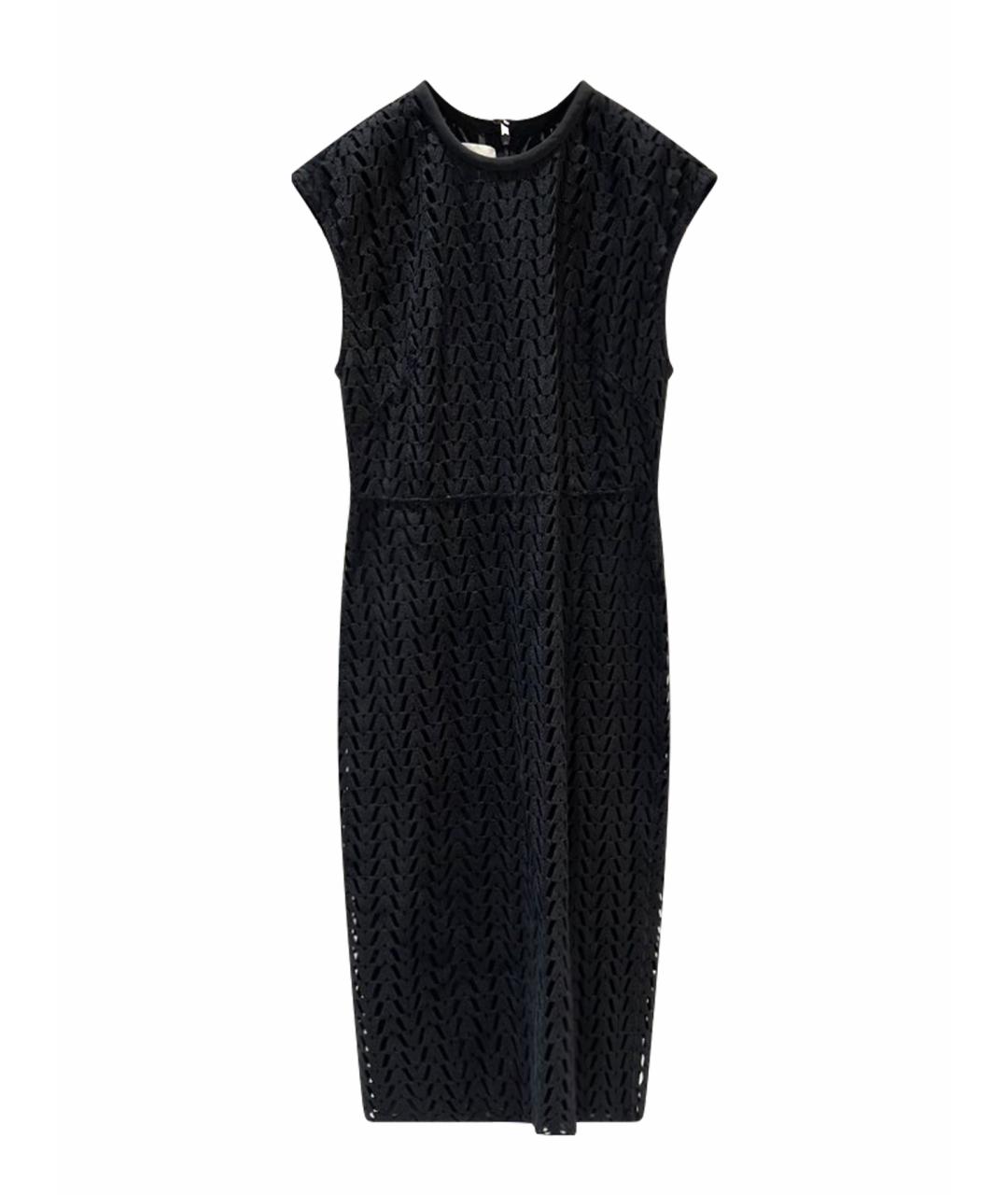 VALENTINO Черное хлопко-эластановое коктейльное платье, фото 1