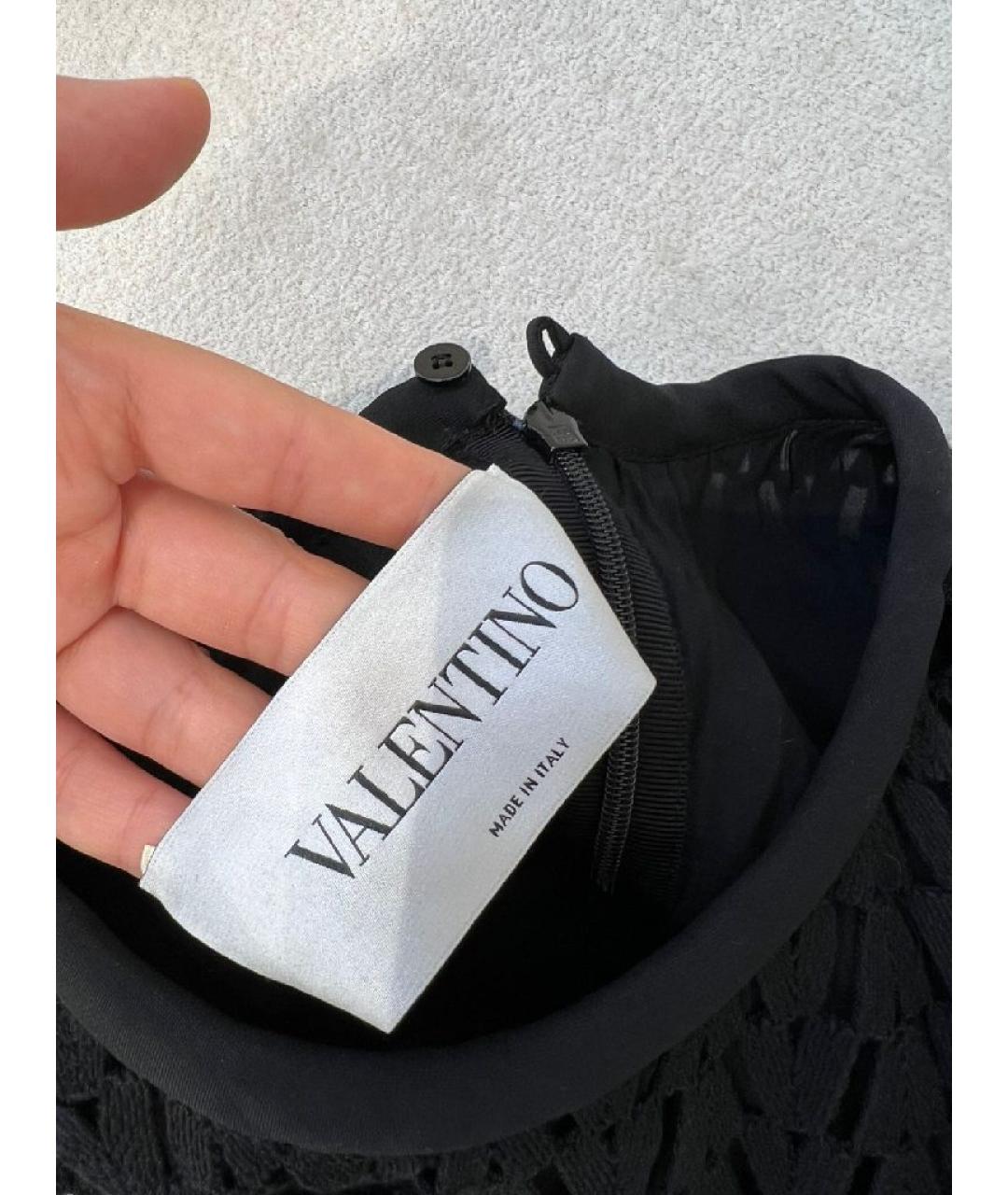 VALENTINO Черное хлопко-эластановое коктейльное платье, фото 3