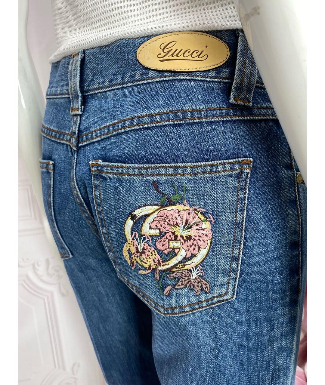 GUCCI Синие хлопковые джинсы клеш, фото 4