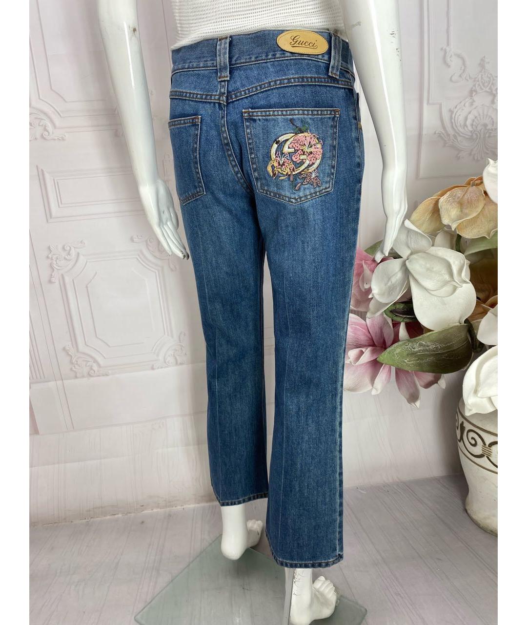 GUCCI Синие хлопковые джинсы клеш, фото 7