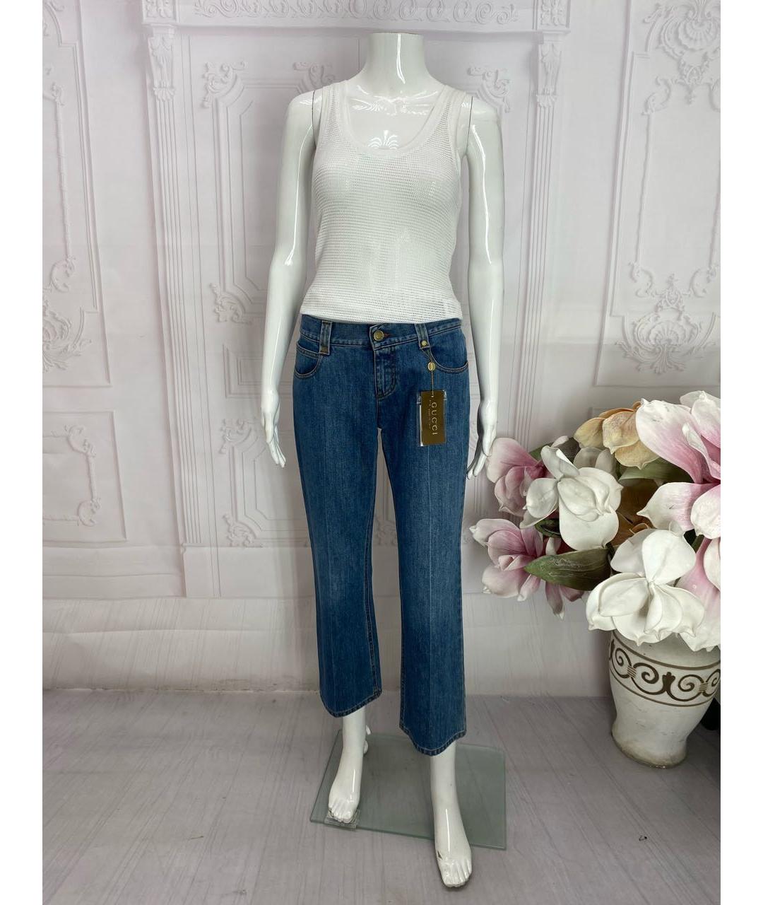 GUCCI Синие хлопковые джинсы клеш, фото 5