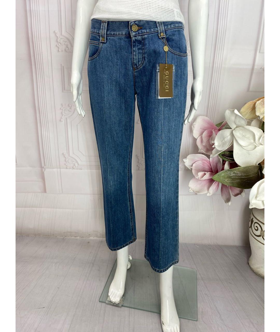 GUCCI Синие хлопковые джинсы клеш, фото 6