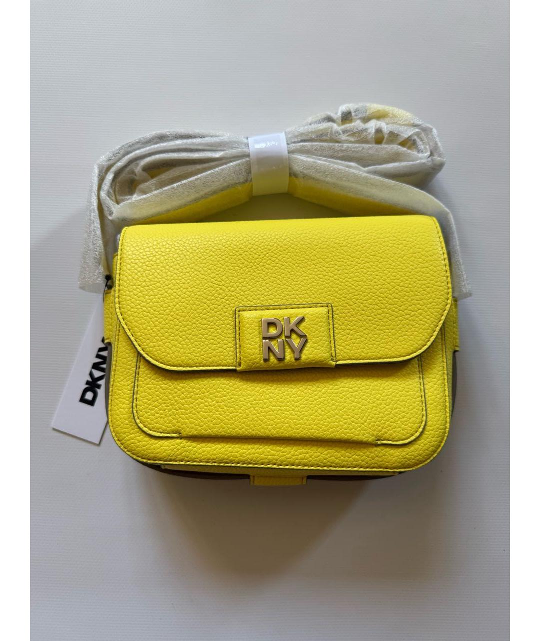 DKNY Желтая сумка через плечо из искусственной кожи, фото 6