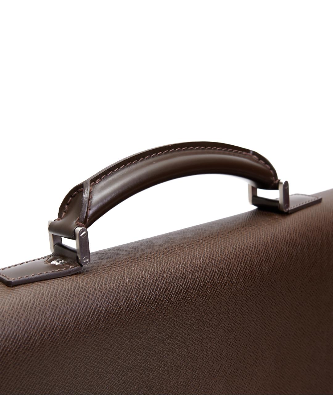 LOUIS VUITTON Коричневый кожаный портфель, фото 4