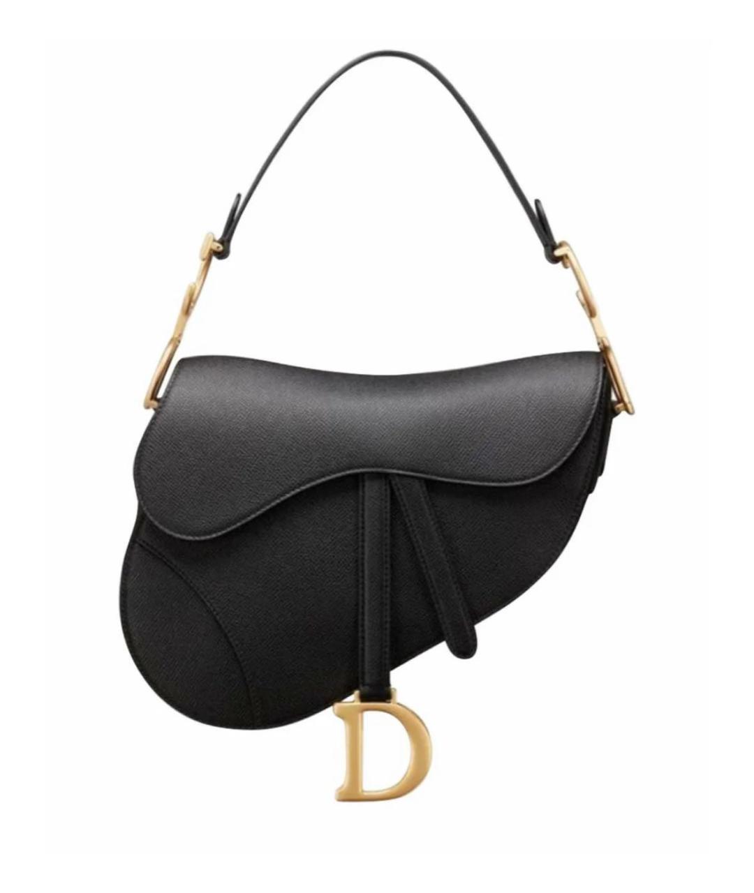 CHRISTIAN DIOR Черная кожаная сумка с короткими ручками, фото 6