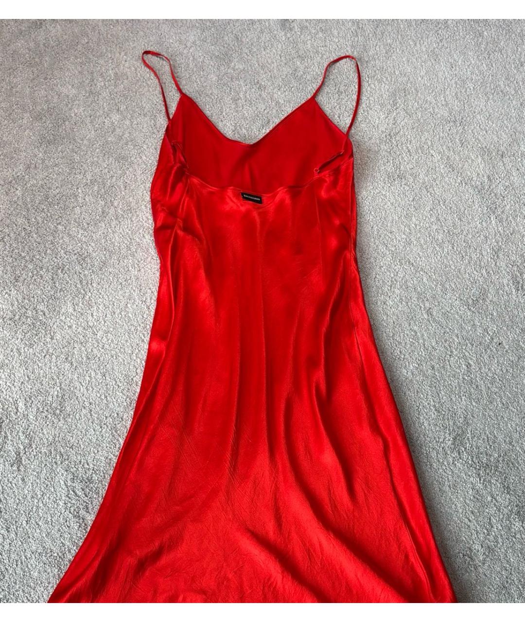 BALENCIAGA Красное атласное платье, фото 3