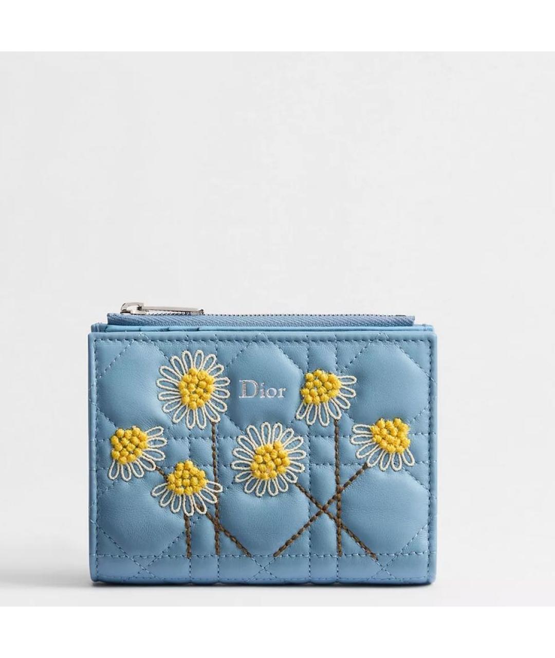 CHRISTIAN DIOR Голубой кожаный кошелек, фото 4