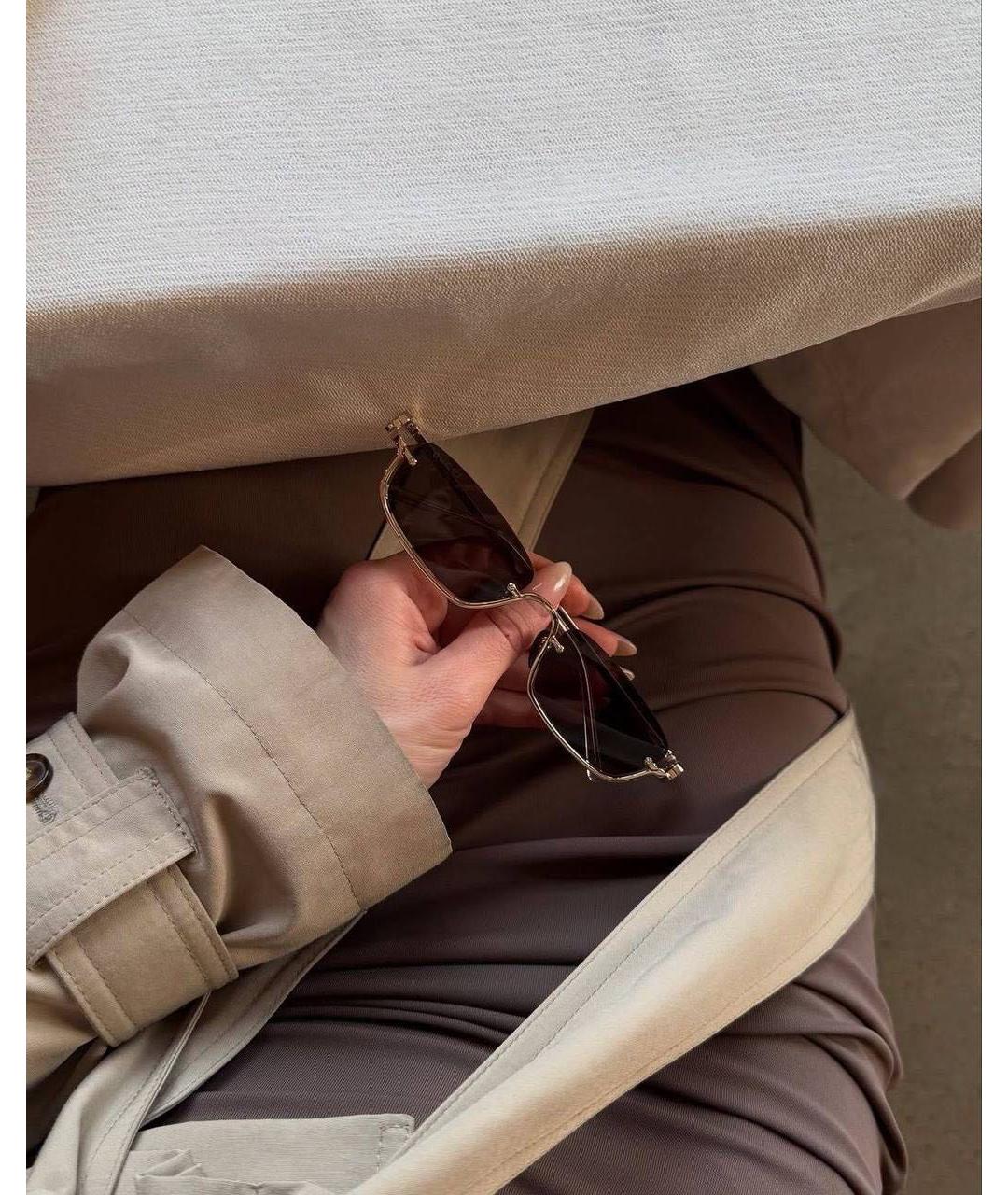 GUCCI Золотые металлические солнцезащитные очки, фото 5